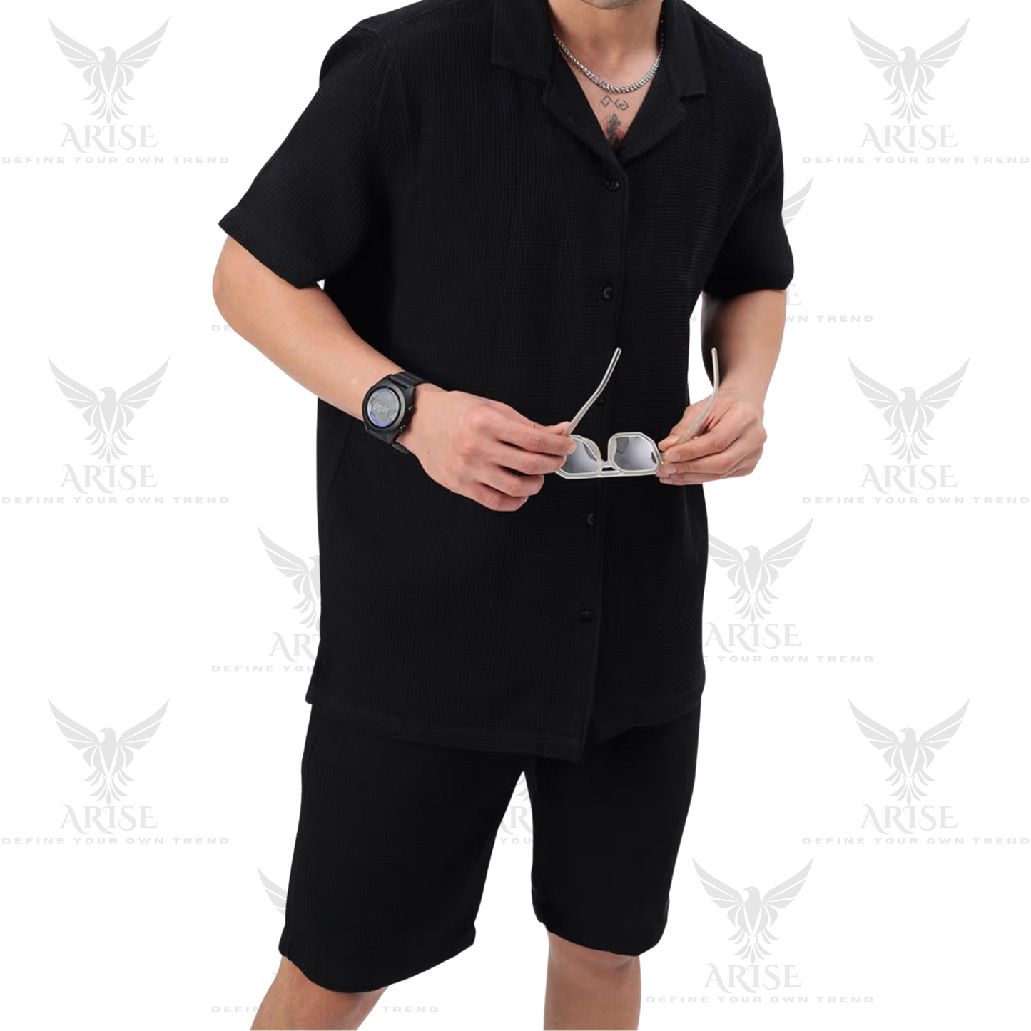 Faded Line Cord Knit Textured Co-Ords Set