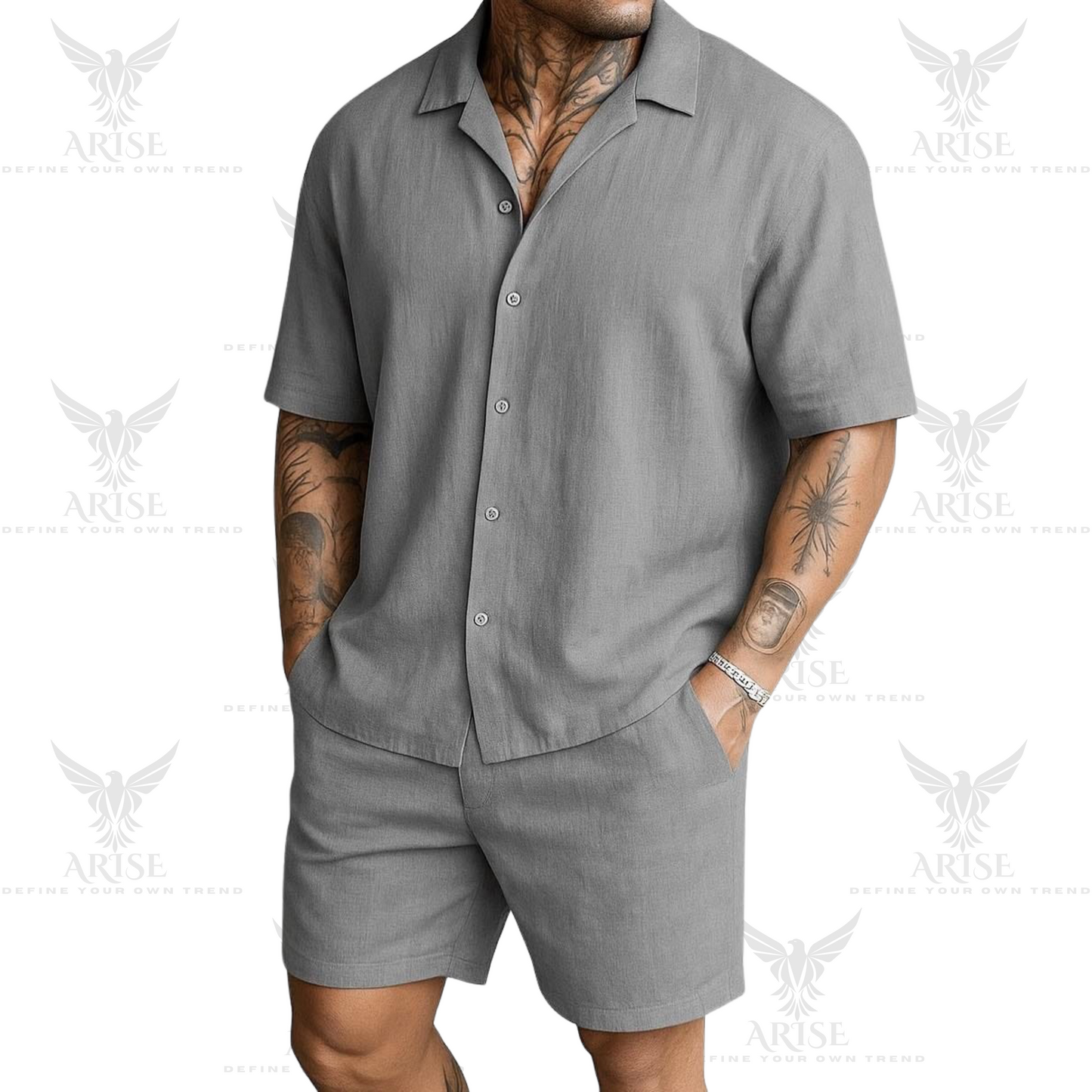 Faded Line Cord Knit Textured Co-Ords Set