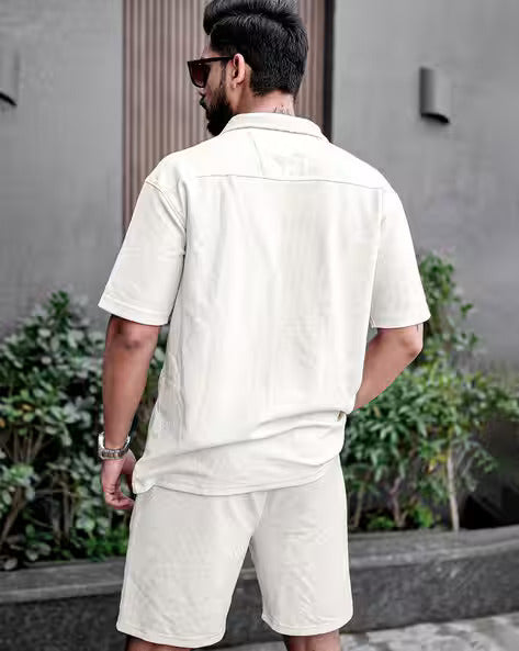 Faded Line Cord Knit Textured Co-Ords Set