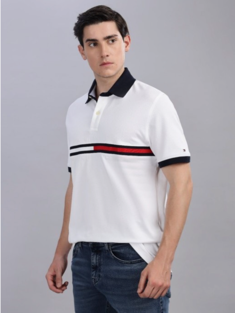 Tommy Hilfiger | Men Striped Polo Collar Cotton T-shirt