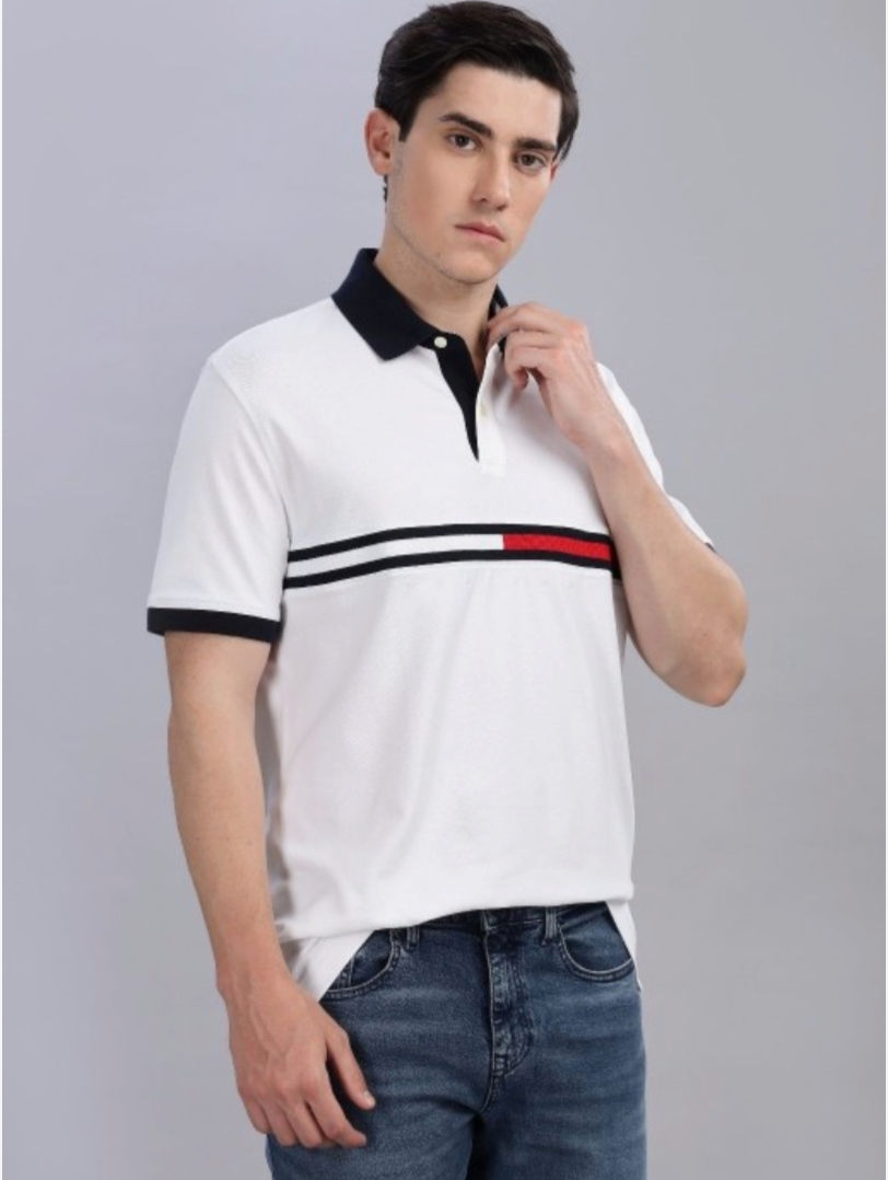 Tommy Hilfiger | Men Striped Polo Collar Cotton T-shirt