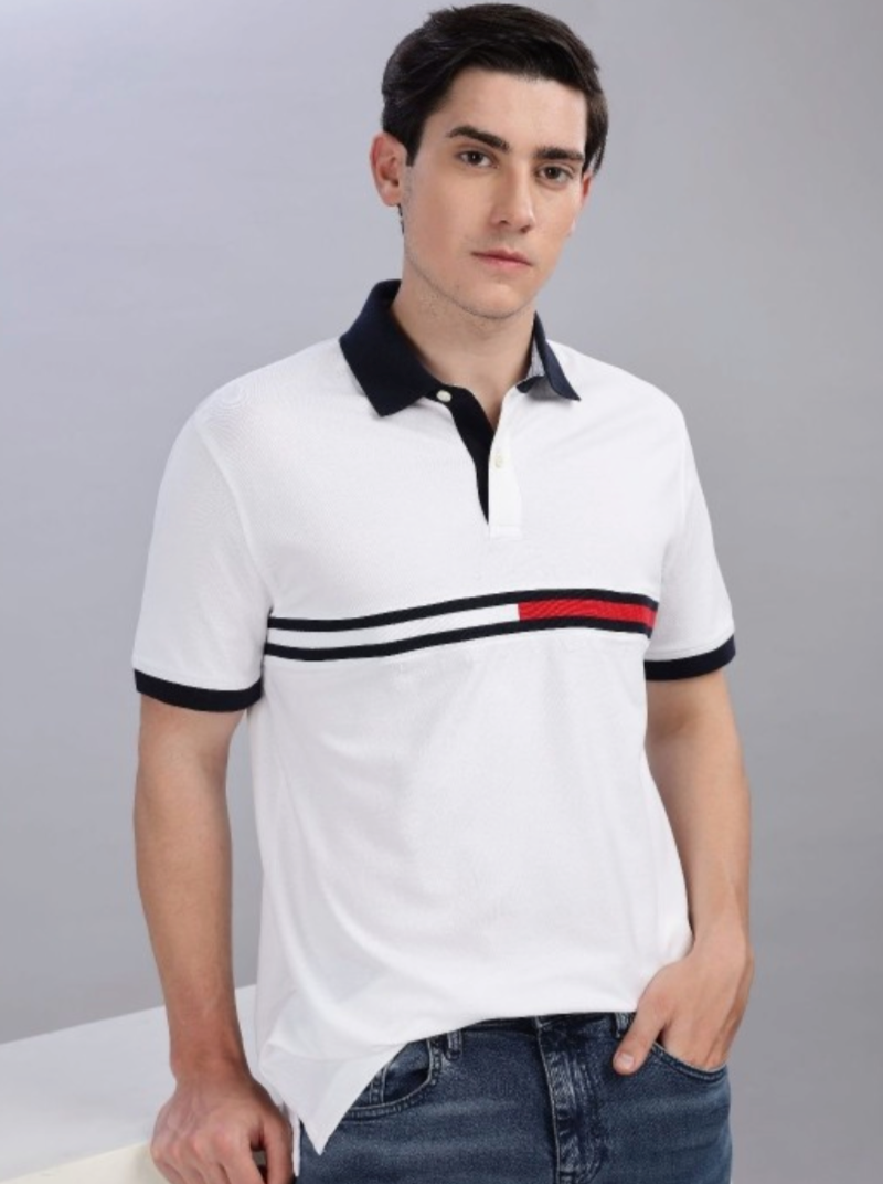 Tommy Hilfiger | Men Striped Polo Collar Cotton T-shirt