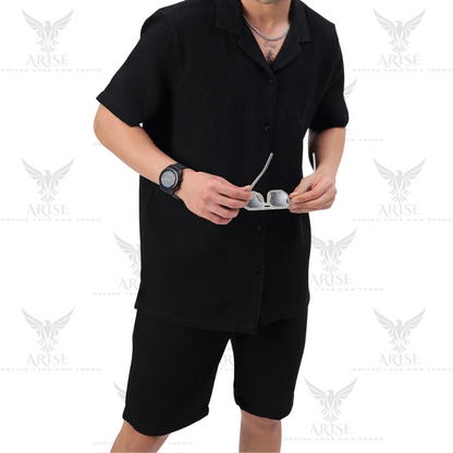 Faded Line Cord Knit Textured Co-Ords Set