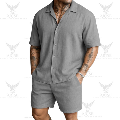 Faded Line Cord Knit Textured Co-Ords Set