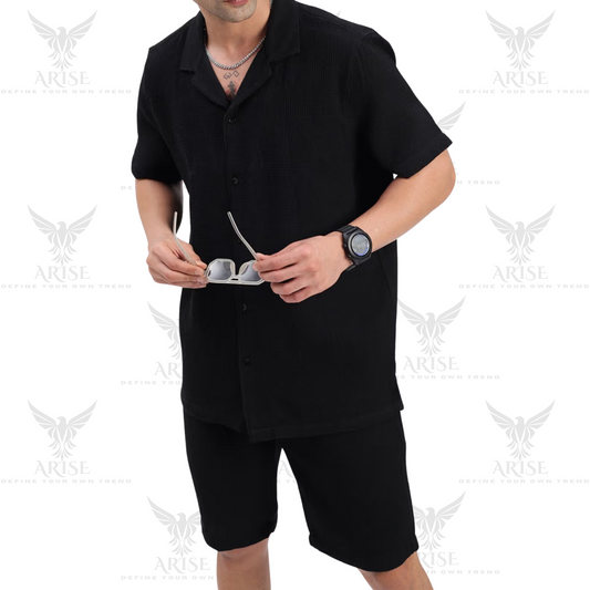 Faded Line Cord Knit Textured Co-Ords Set