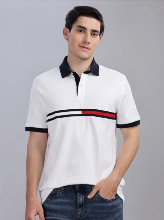 Tommy Hilfiger | Men Striped Polo Collar Cotton T-shirt