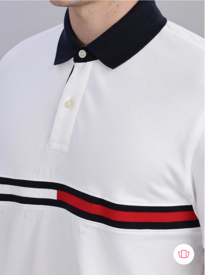 Tommy Hilfiger | Men Striped Polo Collar Cotton T-shirt